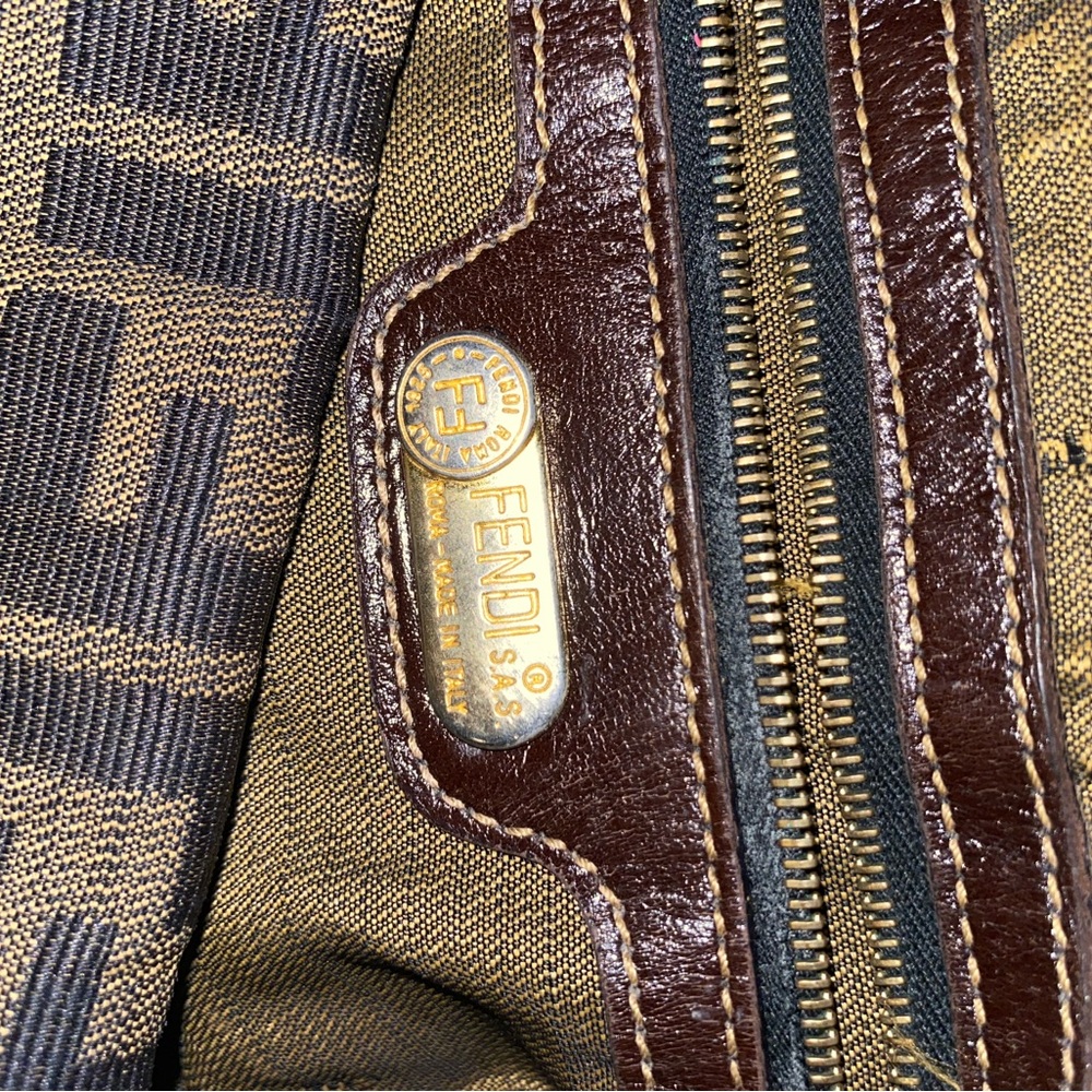Vintage Fendi Black and Brown Monogram Shoulder Bag - Picture 11 of 15